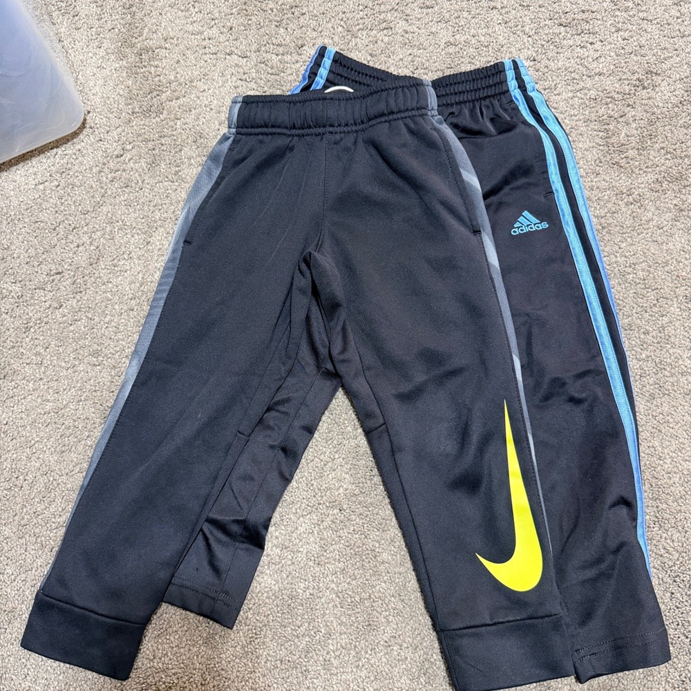 Nike Dri-FIT & Adidas Boys Track Pants Bundle Black Blue Yellow Size 4T 4/XS